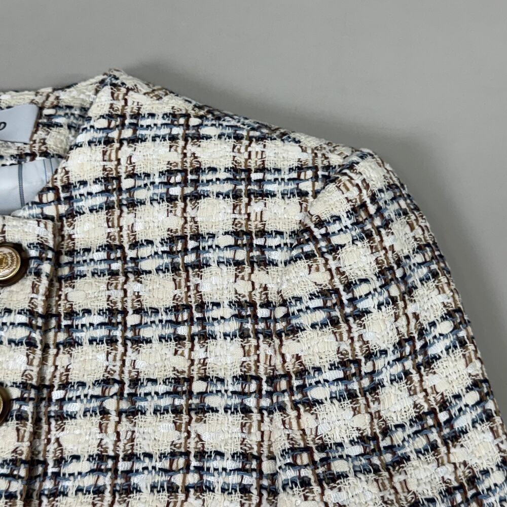 VERONICA BEARD Bentley Tweed Jacket Sz-2 Ivory/Camel 2406TW6810474 - Picture 6 of 16